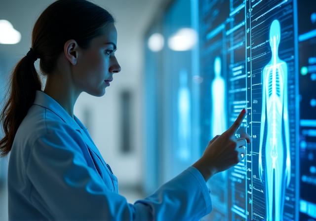 Healthcare professional using high-tech telehealth platform