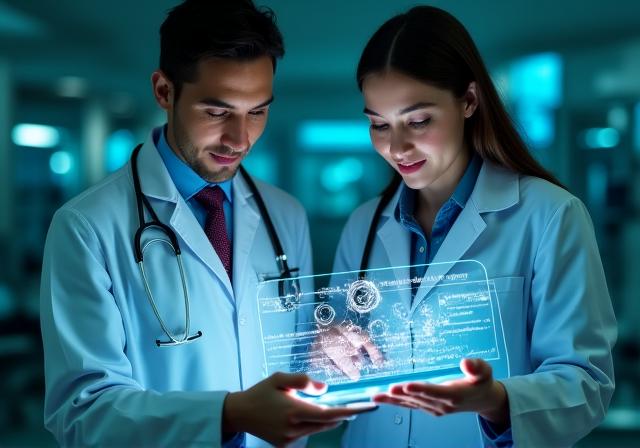 Healthcare professionals discussing digital data